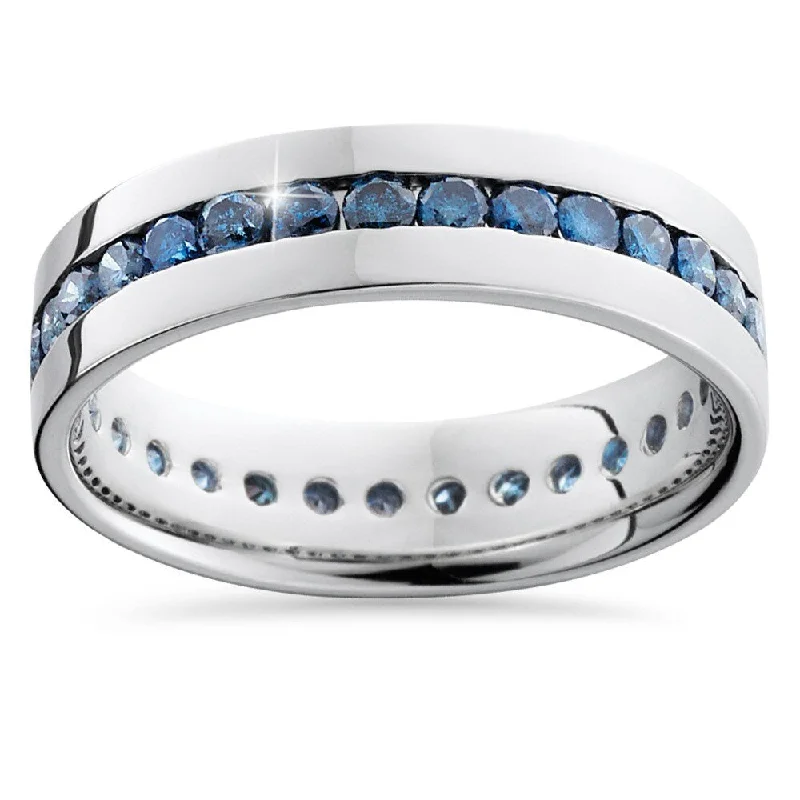Cushion - Cut Women's Diamond Rings in Platinum with a Soft and Romantic Appearance14k White Gold 1 1/4ct Channel Set Blue Diamond Men's Band Cushion - Cut Women's Diamond Rings in Platinum with a Soft and Romantic Appearance14k White Gold 1 1/4ct Channel Set Blue Diamond Men's Band