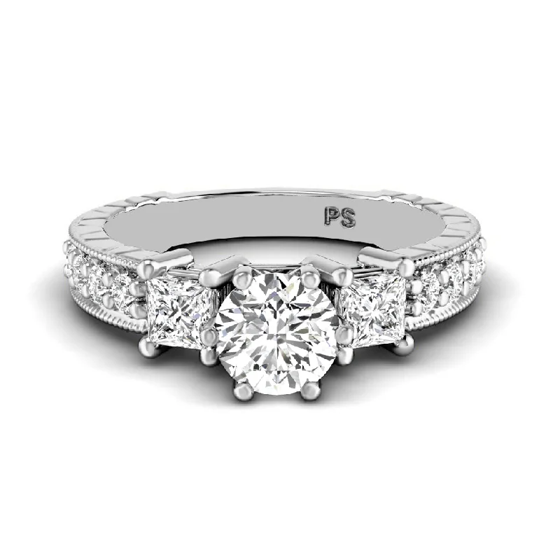 Men's Topaz Engagement Rings in 10K Gold with a Channel - Set Diamond Band1.05-2.20 CT Round & Princess Cut Diamonds - Engagement Ring