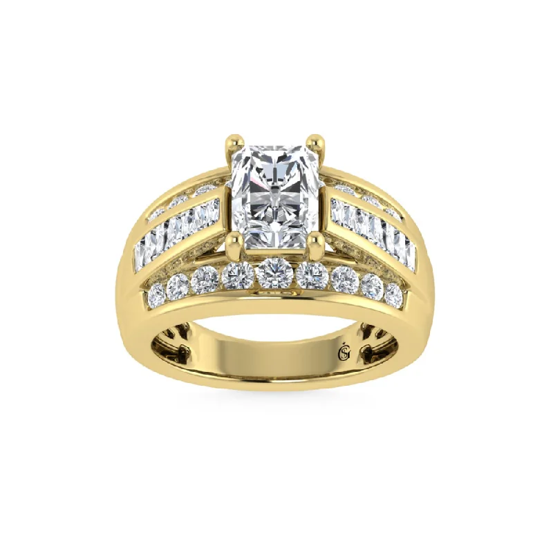 Men's Tanzanite Engagement Rings in Palladium with a Three - Stone Arrangement2 7/8 Ctw Radiant Lab Grown Diamond Engagement Ring in Yellow Gold Men's Tanzanite Engagement Rings in Palladium with a Three - Stone Arrangement2 7/8 Ctw Radiant Lab Grown Diamond Engagement Ring in Yellow Gold