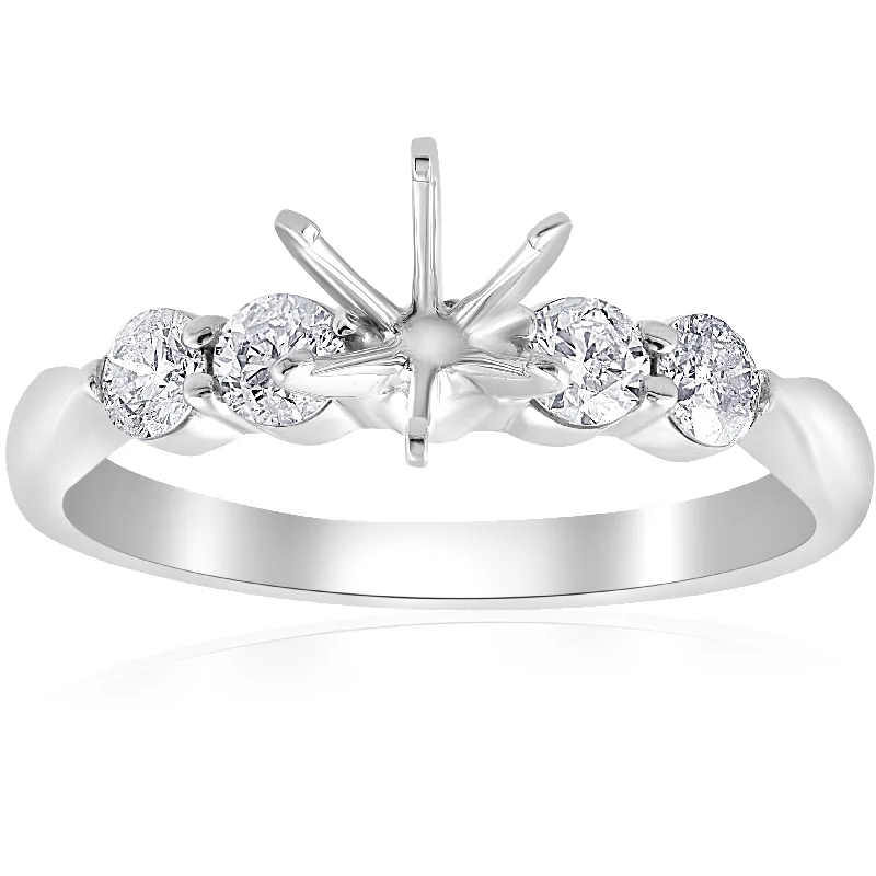 Vintage - Style Women's Diamond Rings with Floral - Engraved Bands and Multiple Diamond Accents14k White Gold 1/2 ct TDW Diamond Semi Mount Engagement Ring Setting (I-J, I2-I3)