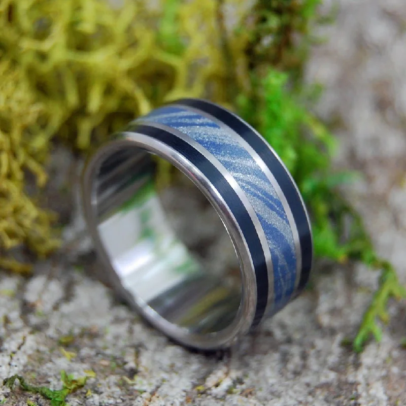 Men's waterproof rings for water - based activitiesDecision Made | Men's Onyx, Blue Silver & Titanium Wedding Ring