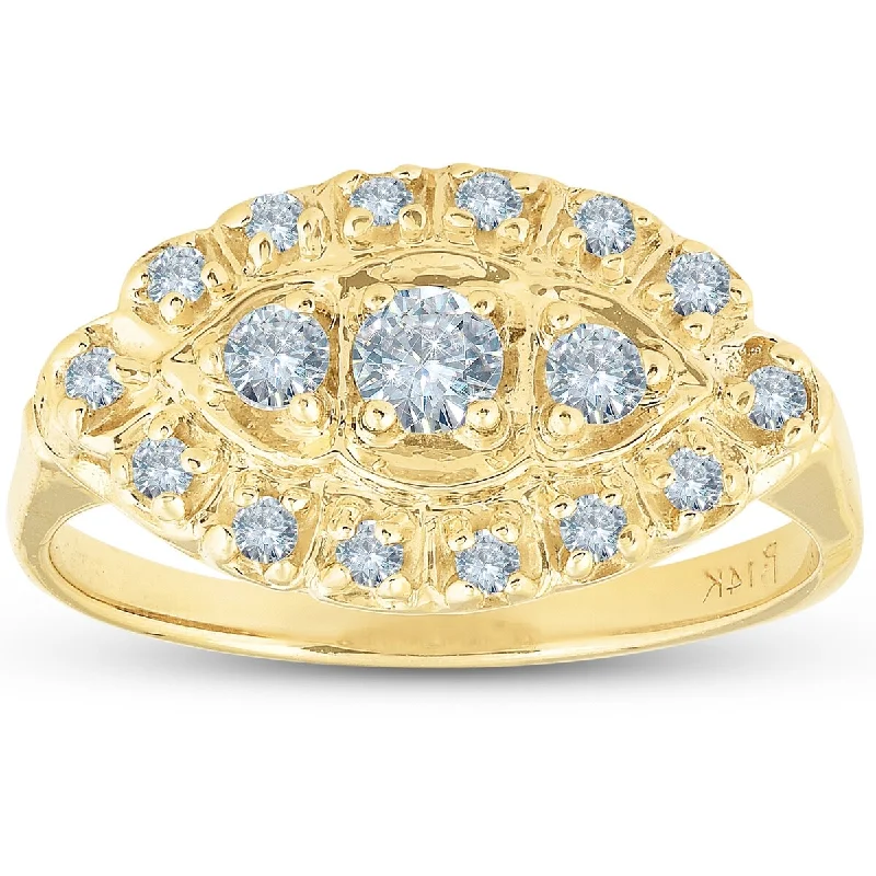 Princess - Cut Women's Diamond Rings in White Gold with a High - Clarity Diamond for a Modern LookAntique Yellow Gold 1/2ct Diamond Right Hand Ring Princess - Cut Women's Diamond Rings in White Gold with a High - Clarity Diamond for a Modern LookAntique Yellow Gold 1/2ct Diamond Right Hand Ring