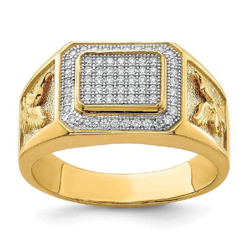Men's rose - gold - plated rings for a trendy color10k Yellow Gold Men's CZ Eagle Ring
