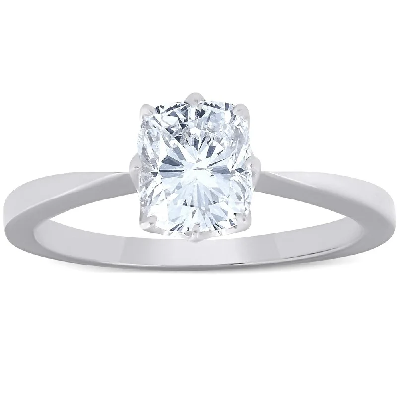 Women's Solitaire Diamond Rings with Round - Cut Diamonds and Platinum Settings for an Elegant Engagement1 Ct Cushion Diamond Solitaire Engagement Ring 14k White Gold Women's Solitaire Diamond Rings with Round - Cut Diamonds and Platinum Settings for an Elegant Engagement1 Ct Cushion Diamond Solitaire Engagement Ring 14k White Gold