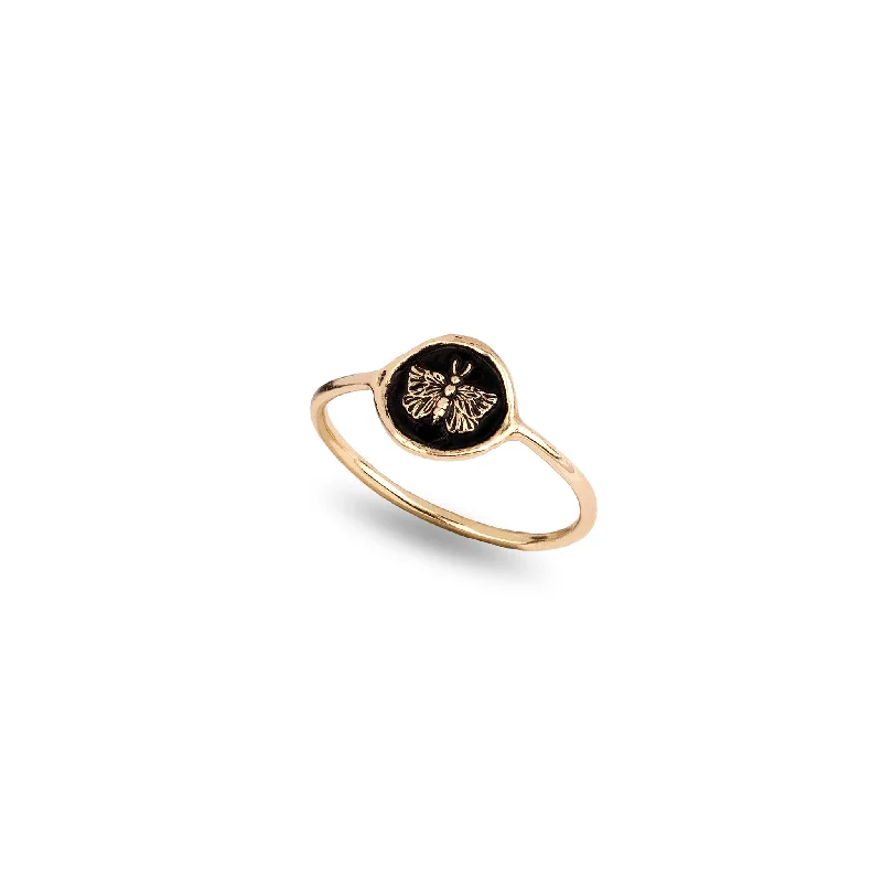 Floral - Patterned Women's Rings in 18K Yellow Gold for a Feminine LookButterfly 14K Gold Mini Talisman Ring Floral - Patterned Women's Rings in 18K Yellow Gold for a Feminine LookButterfly 14K Gold Mini Talisman Ring