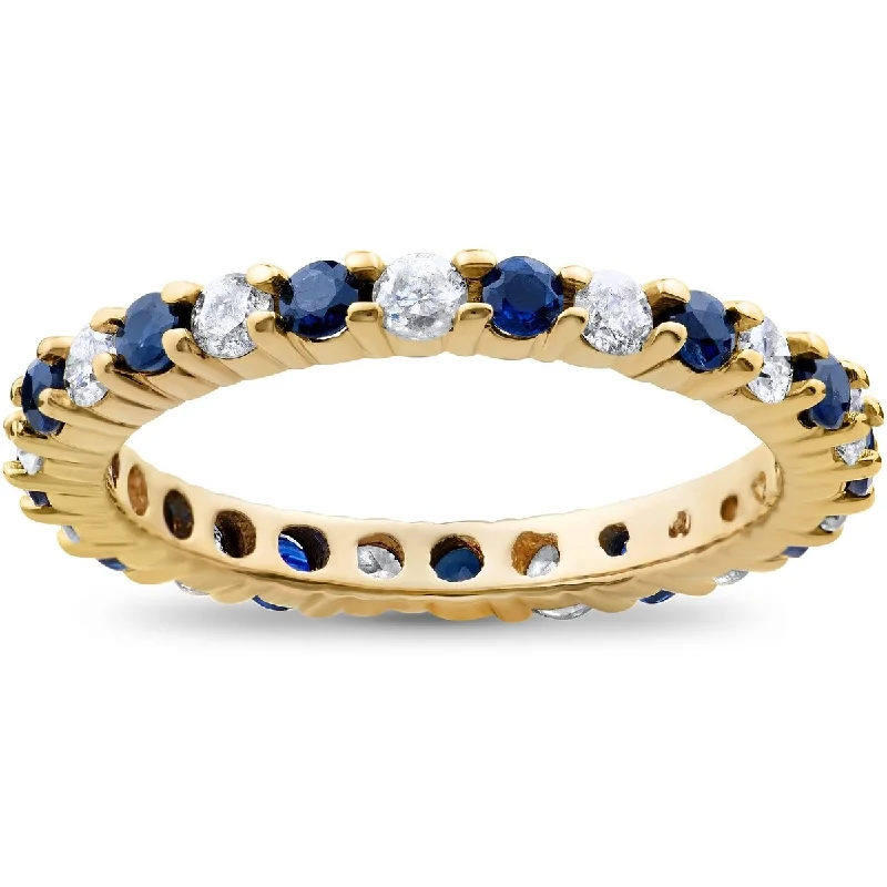 Halo - Style Women's Diamond Rings with a Center Diamond Surrounded by Smaller Diamonds in 18K Gold1 cttw Blue Sapphire Diamond Wedding Eternity Ring 10k Yellow Gold Halo - Style Women's Diamond Rings with a Center Diamond Surrounded by Smaller Diamonds in 18K Gold1 cttw Blue Sapphire Diamond Wedding Eternity Ring 10k Yellow Gold