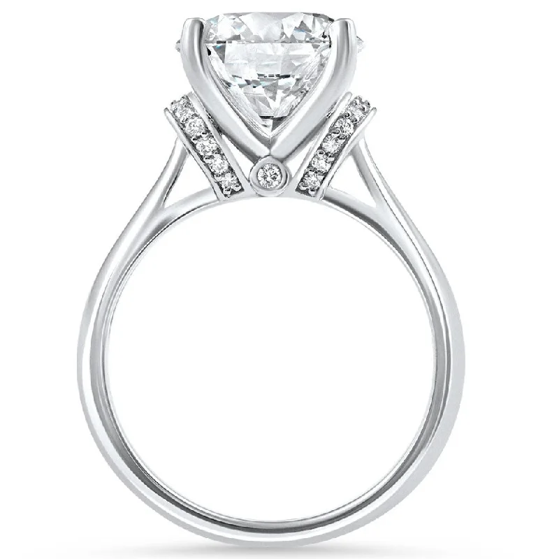 Signature - Design Women's Diamond Rings with a Brand - Specific Pattern and High - Quality DiamondsCertified 4.16Ct Cathedral Round Diamond Engagement White Gold Lab Grown