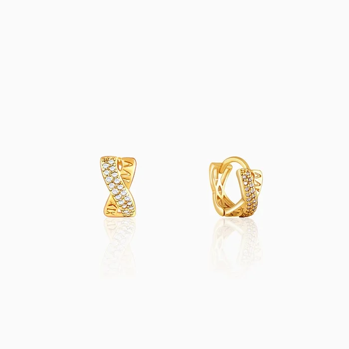 Chunky hoop earringsGolden Zircon Studded Twisted Hoop Earrings
