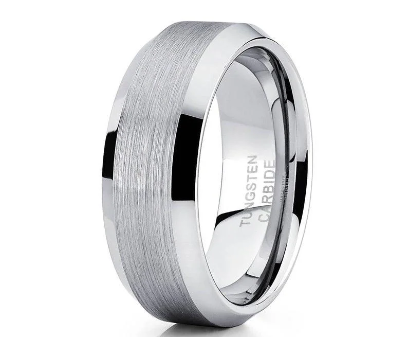 Men's music - note rings for musiciansWhite Tungsten Ring for Men Flat Satin Finish and Polished Beveled Edges | 8mm Men's music - note rings for musiciansWhite Tungsten Ring for Men Flat Satin Finish and Polished Beveled Edges | 8mm