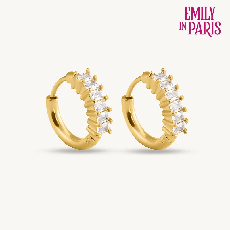 Women's Rings with Birthstones for a Personalized TouchGold Stone Studded Hoop Earrings