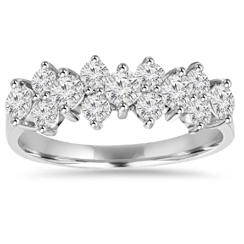 Halo - Style Women's Diamond Rings with a Center Diamond Surrounded by Smaller Diamonds in 18K Gold14K White Gold 1 1/ 3ct TDW Diamond Anniversary Ring Halo - Style Women's Diamond Rings with a Center Diamond Surrounded by Smaller Diamonds in 18K Gold14K White Gold 1 1/ 3ct TDW Diamond Anniversary Ring