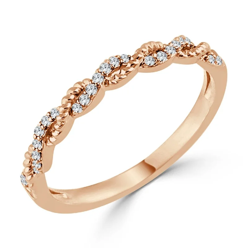 Signature - Design Women's Diamond Rings with a Brand - Specific Pattern and High - Quality DiamondsAuriya Stackable Twisted Rope 0.08ctw Diamond Wedding Band 10K Gold Signature - Design Women's Diamond Rings with a Brand - Specific Pattern and High - Quality DiamondsAuriya Stackable Twisted Rope 0.08ctw Diamond Wedding Band 10K Gold