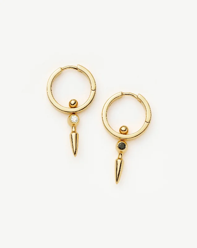 Hypoallergenic hoop earringsKinetic Duality Spike Charm Hoop Earrings | 18ct Gold Vermeil Cubic Zirconia