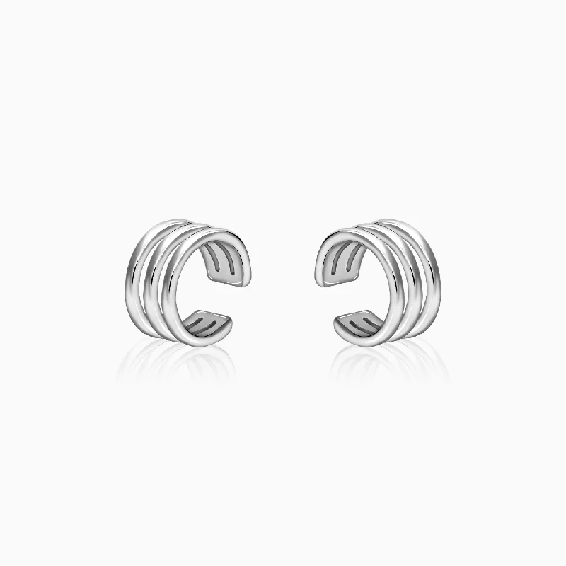 Silver hoop earringsSilver Triple Clip On Hoop Earrings