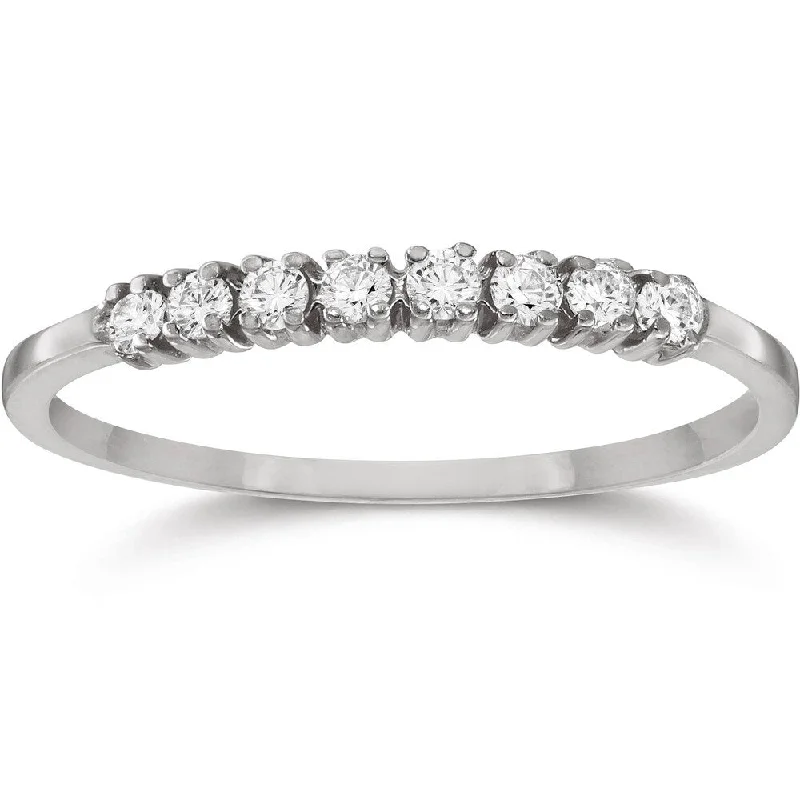 Princess - Cut Women's Diamond Rings in White Gold with a High - Clarity Diamond for a Modern Look1/5ct Eight Stone Diamond Wedding Stackable Guard Band Ring 14K White Gold Princess - Cut Women's Diamond Rings in White Gold with a High - Clarity Diamond for a Modern Look1/5ct Eight Stone Diamond Wedding Stackable Guard Band Ring 14K White Gold