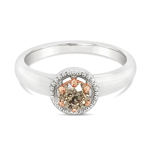 Women's Diamond Rings with Opal Inlays and Diamond Accents for a Mysterious and Iridescent LookPlatinum/18ct Rose Gold Cognac Diamond Emily Ring Women's Diamond Rings with Opal Inlays and Diamond Accents for a Mysterious and Iridescent LookPlatinum/18ct Rose Gold Cognac Diamond Emily Ring