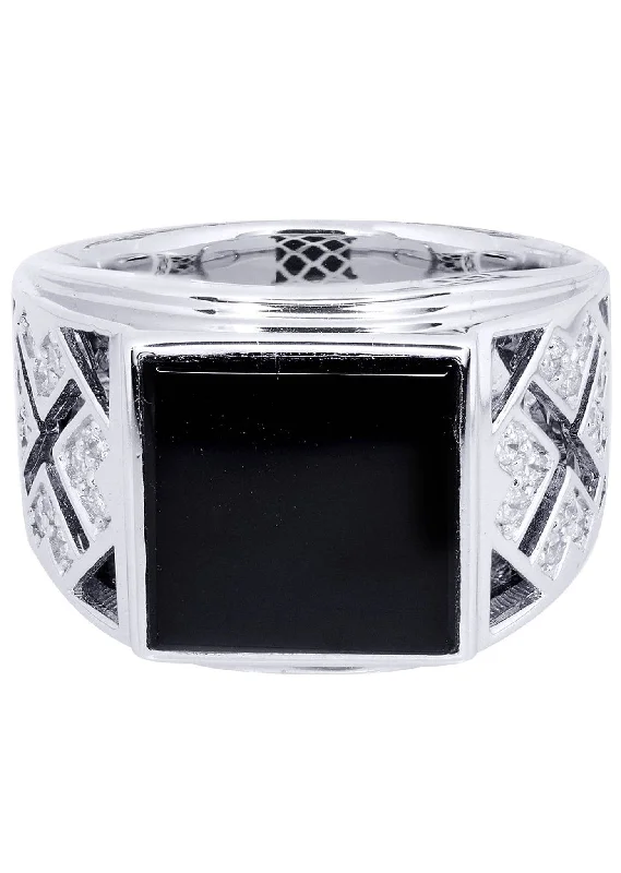 Cathedral - Style Women's Diamond Rings with a Raised Center Setting and Elaborate MetalworkWhite Gold Pinky Diamond Ring| 0.35 Carats| 11.98 Grams