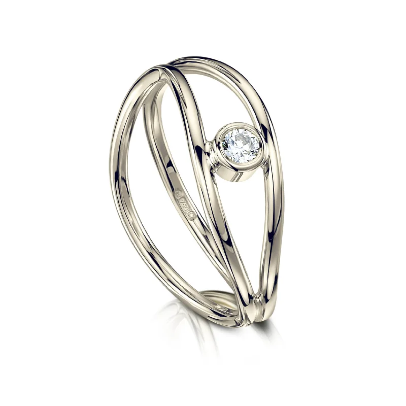 Vintage - Style Women's Diamond Rings with Floral - Engraved Bands and Multiple Diamond AccentsDiamond Double Stacking Wave Ring in 18ct White Gold Vintage - Style Women's Diamond Rings with Floral - Engraved Bands and Multiple Diamond AccentsDiamond Double Stacking Wave Ring in 18ct White Gold
