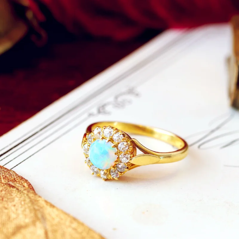 Women's Infinity Symbol Rings in Rose Gold for a Romantic TouchAntique Crystal Opal & Diamond Flowerette Ring