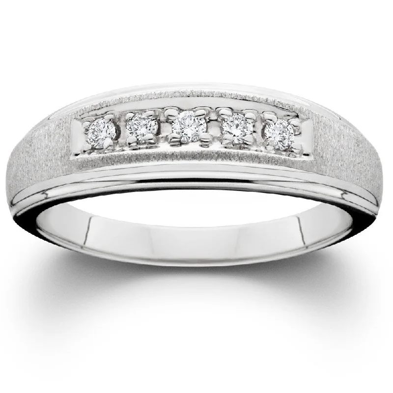 Vintage - Style Women's Diamond Rings with Floral - Engraved Bands and Multiple Diamond Accents14k White Gold Brushed Finish Men's 1/6ct TDW Wedding Ring Vintage - Style Women's Diamond Rings with Floral - Engraved Bands and Multiple Diamond Accents14k White Gold Brushed Finish Men's 1/6ct TDW Wedding Ring
