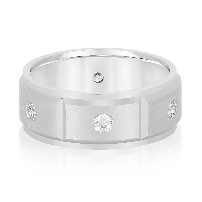 Men's pinky rings with a small gemstoneBezel Set Diamond Men's Band