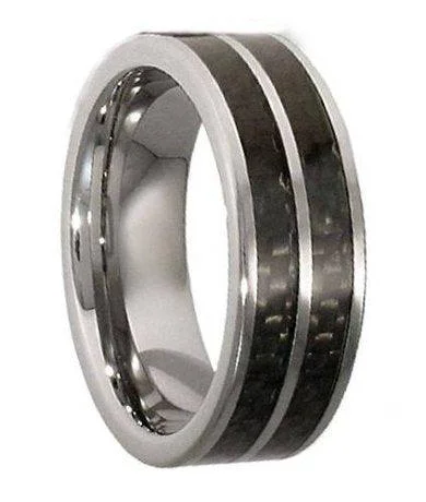 Men's shock - resistant rings for durabilityTitanium Ring With a Double Carbon Fiber Inlay -8mm Men's shock - resistant rings for durabilityTitanium Ring With a Double Carbon Fiber Inlay -8mm