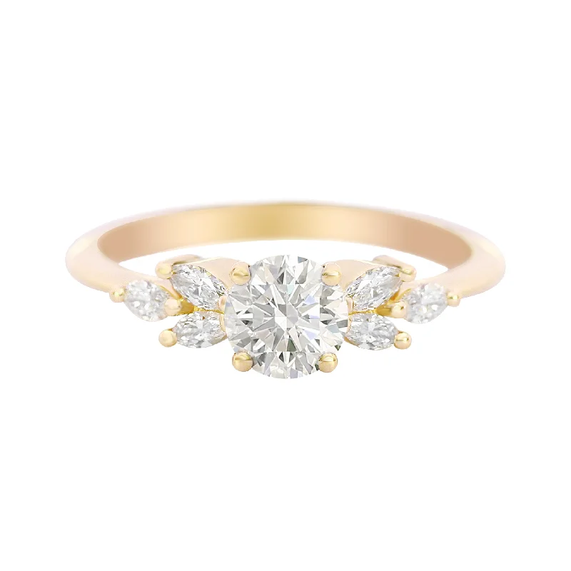 Signature - Design Women's Diamond Rings with a Brand - Specific Pattern and High - Quality DiamondsRound and Marquise Diamond Engagement Ring Small, "Penelope" Signature - Design Women's Diamond Rings with a Brand - Specific Pattern and High - Quality DiamondsRound and Marquise Diamond Engagement Ring Small, "Penelope"