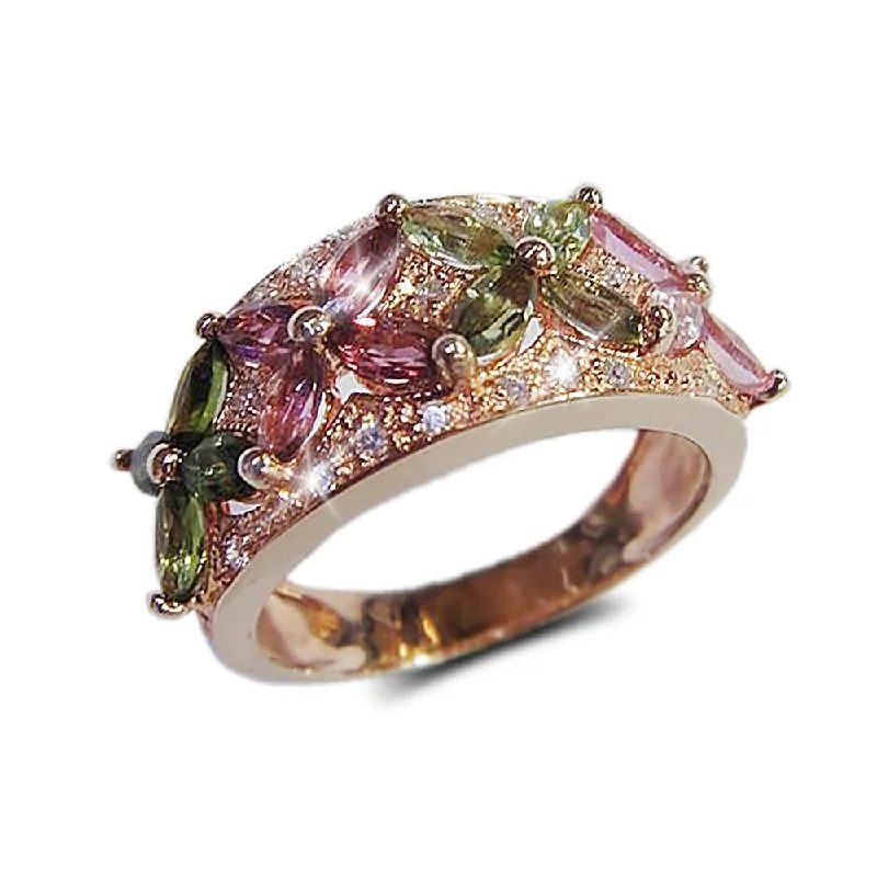 Women's 18K Gold Solitaire Diamond Ring for an Elegant Everyday LookTourmaline Fleur Ring Women's 18K Gold Solitaire Diamond Ring for an Elegant Everyday LookTourmaline Fleur Ring