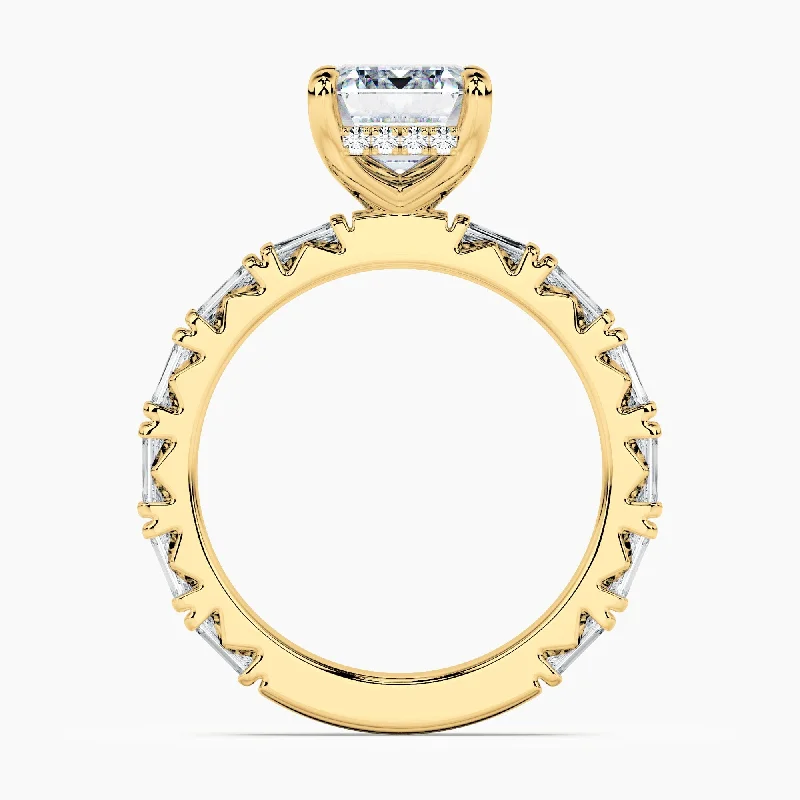 Women's Solitaire Diamond Rings with Round - Cut Diamonds and Platinum Settings for an Elegant EngagementAuriya 14kt Yellow Gold Lab Grown Emerald Diamond Engagement Ring with East-West Emerald Cut Diamond Accent (F-G, VS)