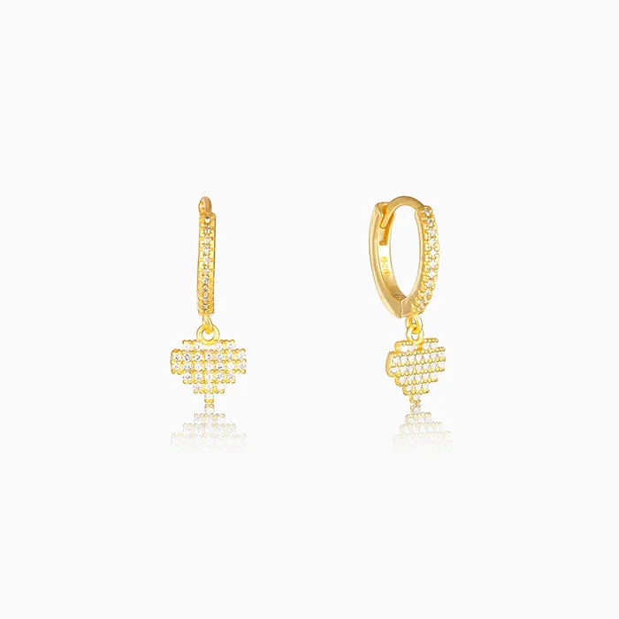 Minimalist hoop earringsGolden Hanging Heart Hoop Earrings