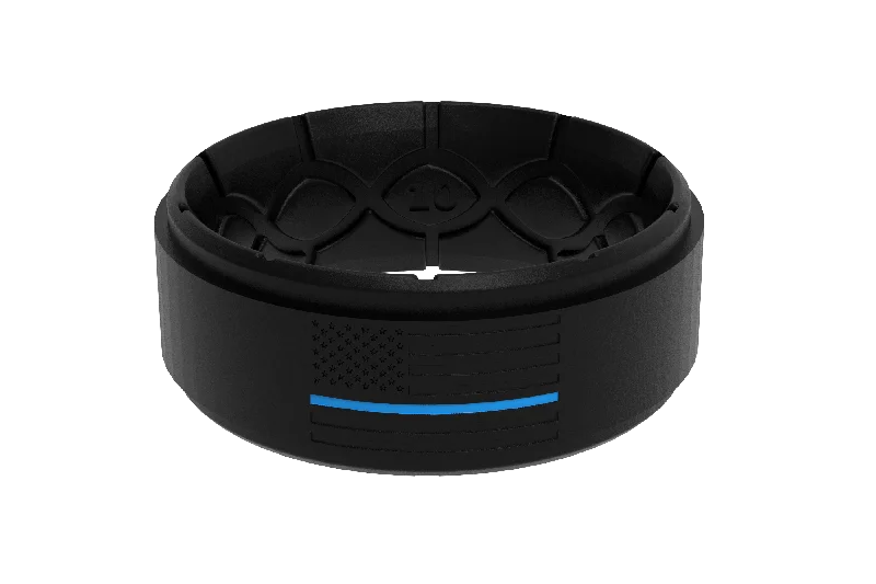 Men's thumb rings with a wide bandZeus Step Hero Blue Line Midnight Black Ring