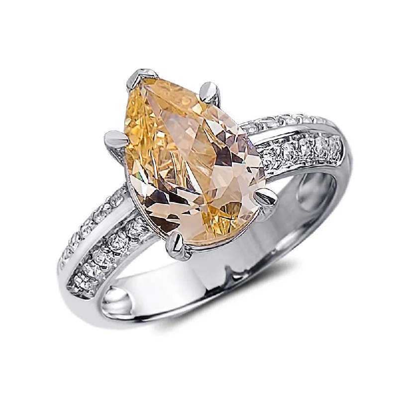Tennis - Style Women's Rings with a Row of Round Diamonds in PlatinumCanaria Ring