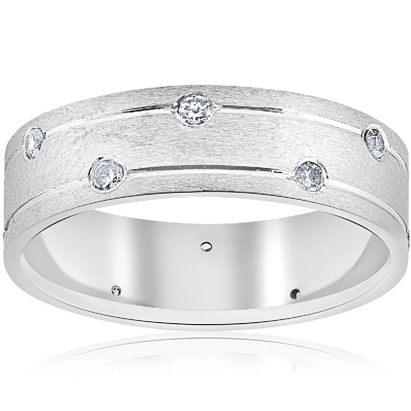 Halo - Style Women's Diamond Rings with a Center Diamond Surrounded by Smaller Diamonds in 18K GoldMens 14k White Gold Diamond Comfort Fit Wedding Ring Band 6MM Halo - Style Women's Diamond Rings with a Center Diamond Surrounded by Smaller Diamonds in 18K GoldMens 14k White Gold Diamond Comfort Fit Wedding Ring Band 6MM