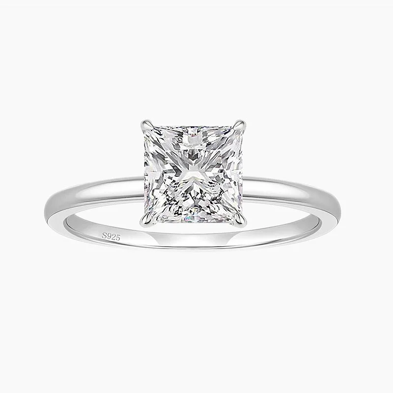 Gothic - Style Women's Rings with Black Onyx and Silver Skulls925 Sterling Silver Princess Cut Cubic Zirconia Promise Ring Gothic - Style Women's Rings with Black Onyx and Silver Skulls925 Sterling Silver Princess Cut Cubic Zirconia Promise Ring