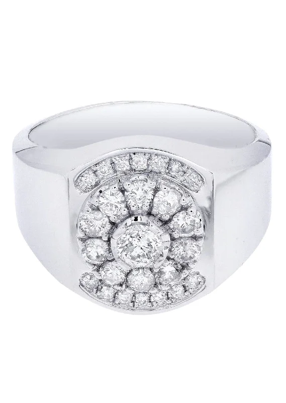Three - Stone Women's Diamond Rings Symbolizing Past, Present, and Future with Emerald - Cut DiamondsWhite Gold Pinky Diamond Ring| 0.9 Carats| 9.05 Grams