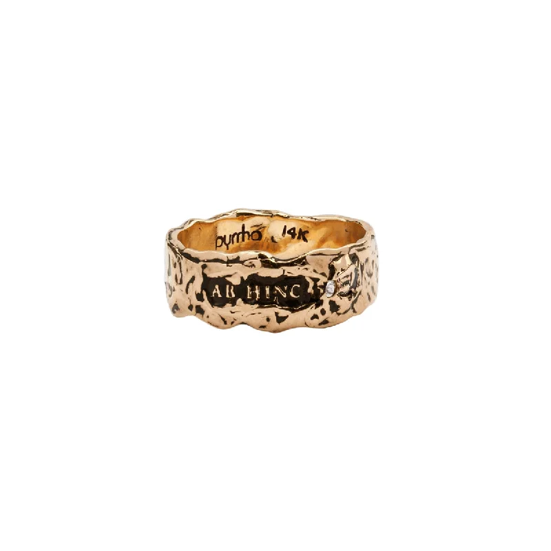 Minimalist Women's Rings with a Single Pearl in 14K Gold - Plated BandsFrom Here On Wide 14K Gold Stone Set Textured Band Ring Minimalist Women's Rings with a Single Pearl in 14K Gold - Plated BandsFrom Here On Wide 14K Gold Stone Set Textured Band Ring