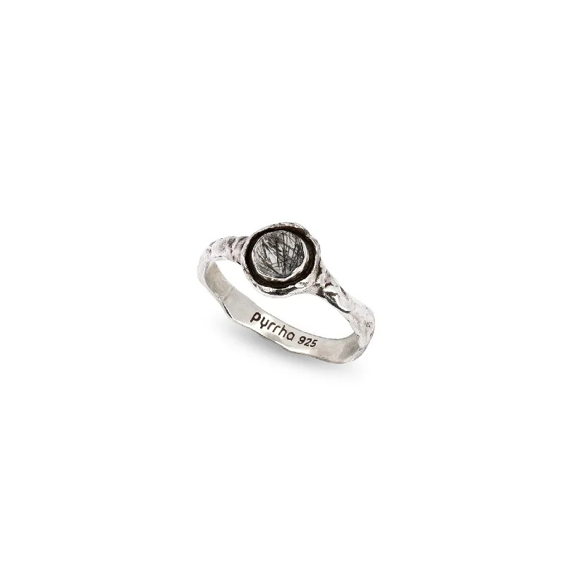 Tennis - Style Women's Rings with a Row of Round Diamonds in PlatinumTourmalated Quartz Small Faceted Stone Talisman Ring Tennis - Style Women's Rings with a Row of Round Diamonds in PlatinumTourmalated Quartz Small Faceted Stone Talisman Ring