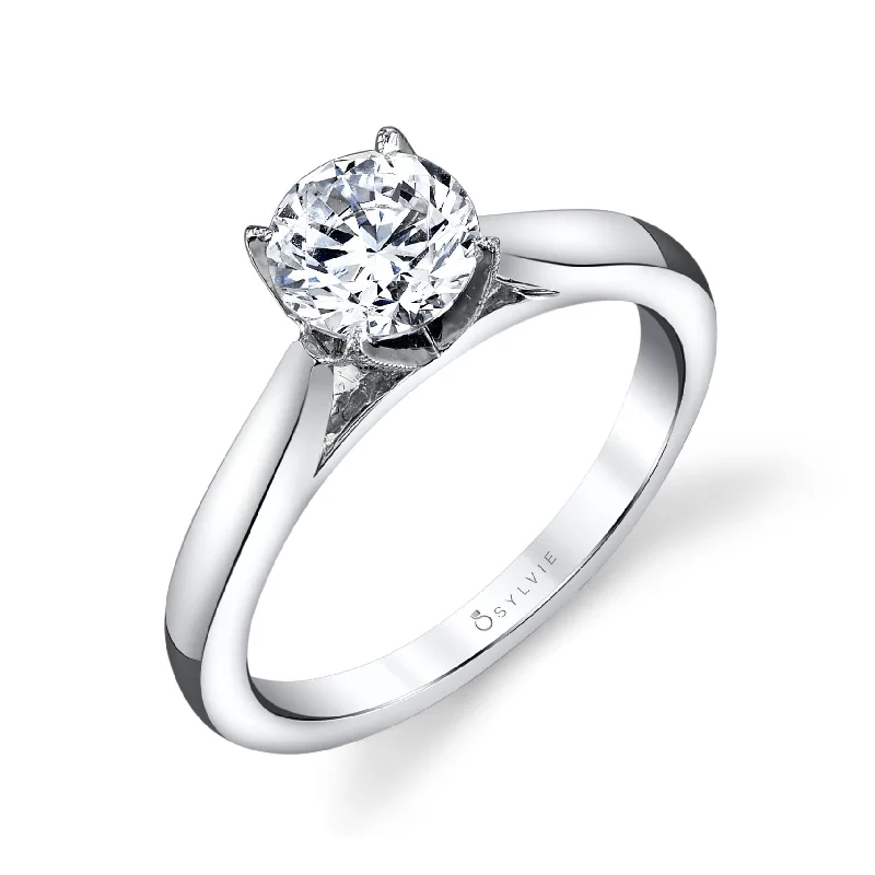 Men's Sapphire Engagement Rings in 18K White Gold with Pave Diamond AccentsSylvie Collection 14K White Gold Round Solitaire Engagement Ring Setting Men's Sapphire Engagement Rings in 18K White Gold with Pave Diamond AccentsSylvie Collection 14K White Gold Round Solitaire Engagement Ring Setting