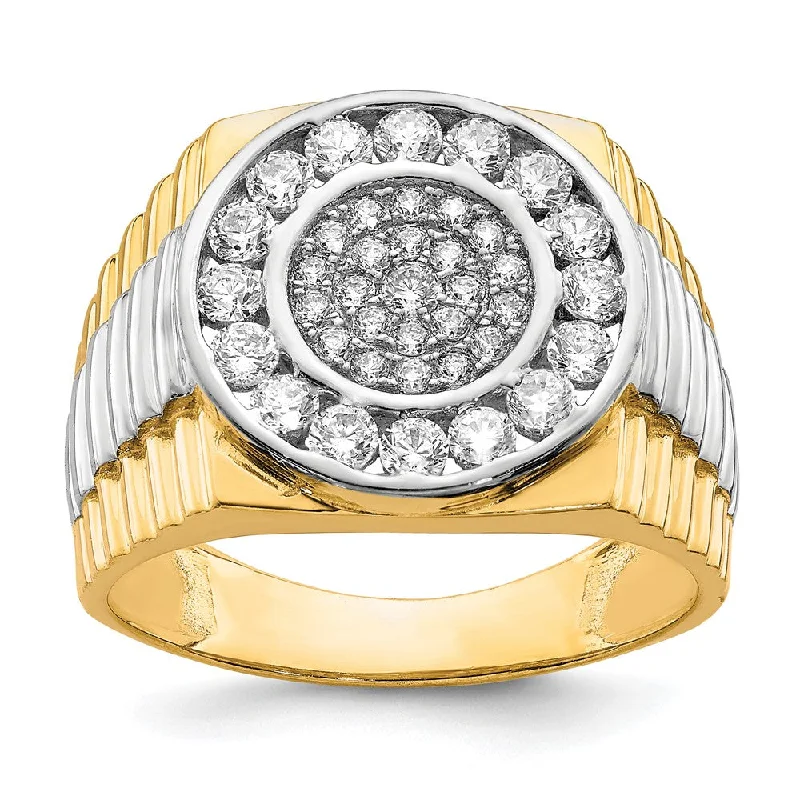 Men's high - quality handmade rings for artisanal appeal10k Yellow Gold w/Rhodium CZ Mens Ring