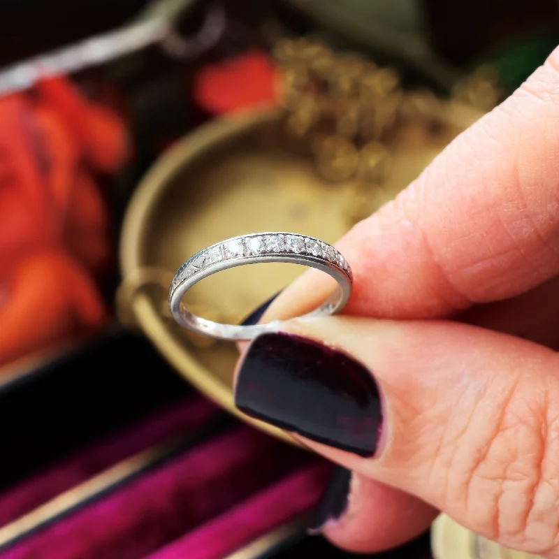 Women's Rings with Hidden Compartments for Secret KeepsakesEnchanting Platinum Diamond Half Eternity Ring Women's Rings with Hidden Compartments for Secret KeepsakesEnchanting Platinum Diamond Half Eternity Ring