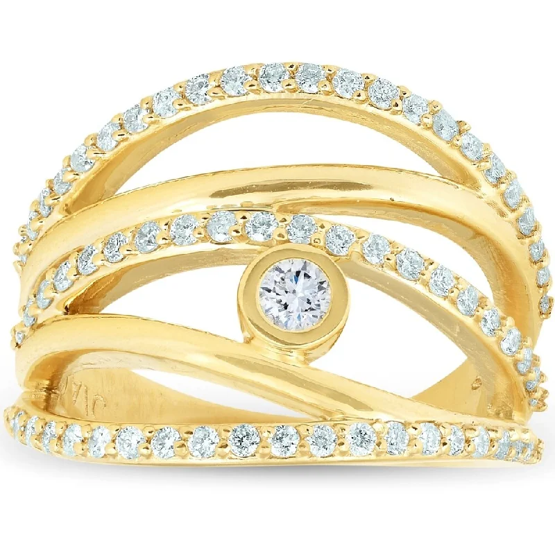 Cluster - Style Women's Diamond Rings with Multiple Small Diamonds Arranged in a Stunning Pattern3/4 Ct Diamond Multi Row Diamond Ring 10k Yellow Gold Womens Right Hand Cluster - Style Women's Diamond Rings with Multiple Small Diamonds Arranged in a Stunning Pattern3/4 Ct Diamond Multi Row Diamond Ring 10k Yellow Gold Womens Right Hand