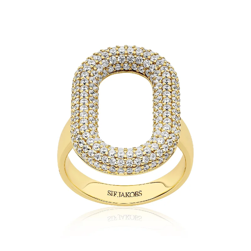 Statement - Making Cocktail Rings for Women with Large Cubic ZirconiaCapri Gold Plated Ring w. Zirconia