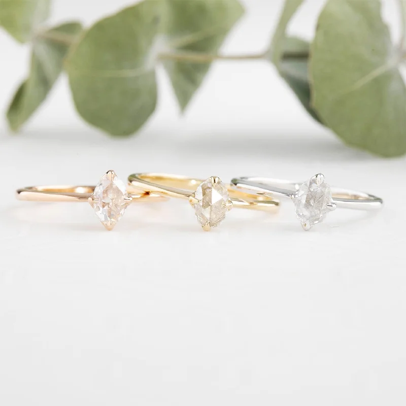 Art Deco - Inspired Women's Diamond Rings with Geometric Designs and Baguette - Cut DiamondsAlice Ring, 0.26ct Oval Rose Cut Diamond (One of a kind) Art Deco - Inspired Women's Diamond Rings with Geometric Designs and Baguette - Cut DiamondsAlice Ring, 0.26ct Oval Rose Cut Diamond (One of a kind)