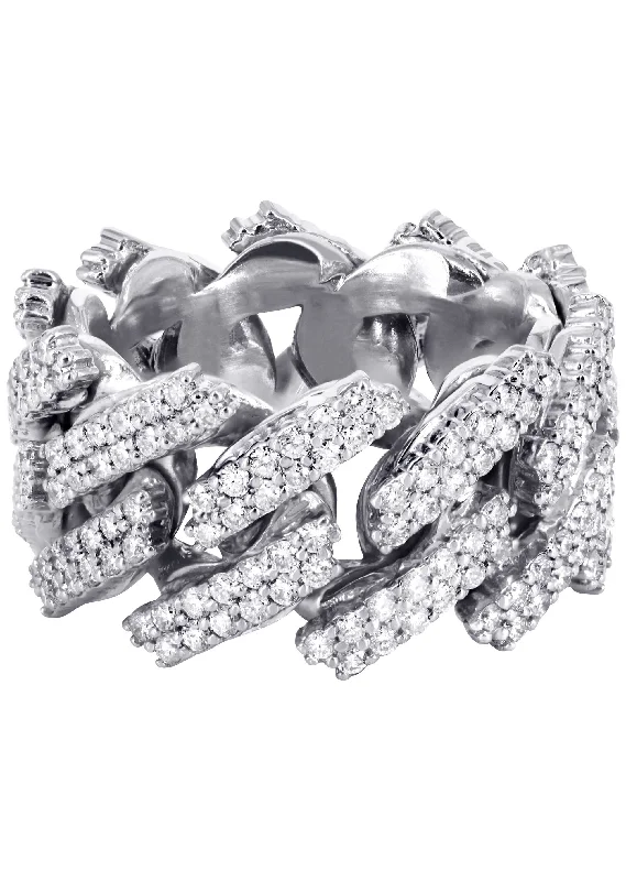 Women's Diamond Rings with Side - Stone Pave Setting for a Sparkling and Continuous Shine14K White Gold Diamond Cuban Link Ring | 20 Grams | 4.00 Carats
