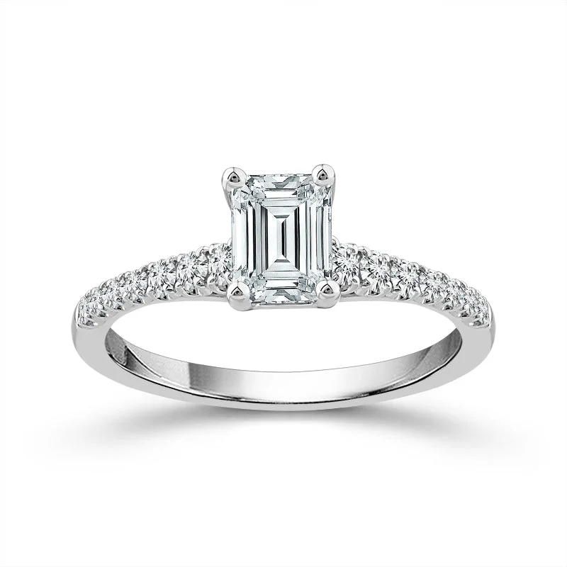 Men's Aquamarine Engagement Rings in 9K Gold with a Bezel - Set Stone1.00 Carat Emerald Cut Lab Grown Diamond Engagement Ring in 14 Karat White Gold Men's Aquamarine Engagement Rings in 9K Gold with a Bezel - Set Stone1.00 Carat Emerald Cut Lab Grown Diamond Engagement Ring in 14 Karat White Gold