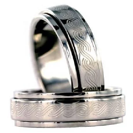 Men's ruby - adorned rings for a bold red colorMen's Wave Pattern Spinner-8mm