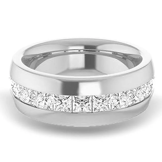 Men's amethyst - filled rings for a purple elegance2.5 ctw Channel Set Princess Cut Diamond Men's Ring Half Eternity Men's amethyst - filled rings for a purple elegance2.5 ctw Channel Set Princess Cut Diamond Men's Ring Half Eternity