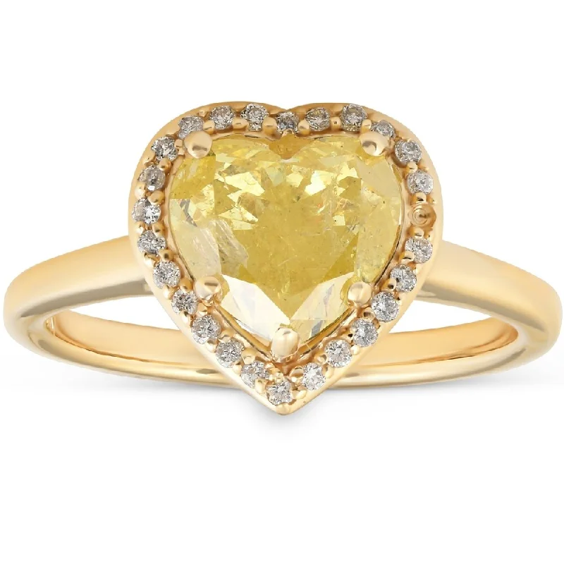 Pear - Shaped Women's Diamond Rings in Yellow Gold with a Single - Diamond Pendant Look14k Yellow Gold 2.25 Ct TDW Fancy Yellow Heart Diamond Halo Engagement Ring GIA Certified Size 7 Pear - Shaped Women's Diamond Rings in Yellow Gold with a Single - Diamond Pendant Look14k Yellow Gold 2.25 Ct TDW Fancy Yellow Heart Diamond Halo Engagement Ring GIA Certified Size 7