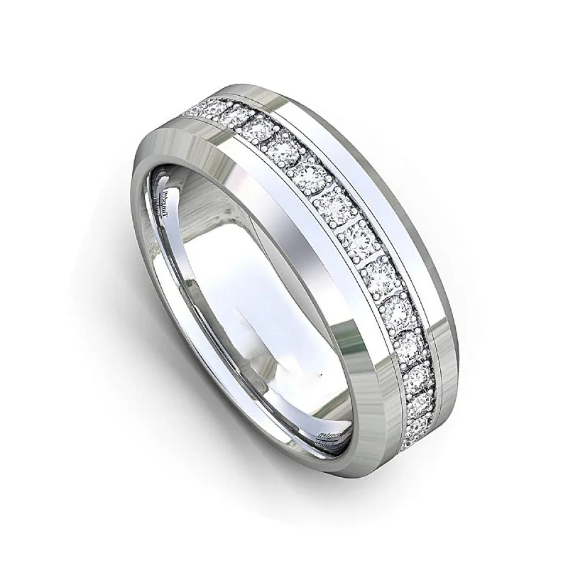 Silicone Women's Rings for a Comfortable and Durable Option8mm - Tungsten Carbide Wedding Band Fully Stacked Cubic Zircon Beveled Edge Comfort Fit Silicone Women's Rings for a Comfortable and Durable Option8mm - Tungsten Carbide Wedding Band Fully Stacked Cubic Zircon Beveled Edge Comfort Fit