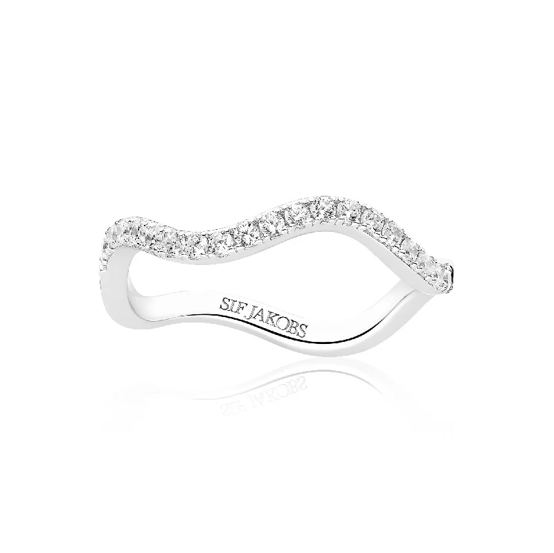 Vintage - Inspired Filigree - Design Women's Rings in Sterling SilverEllera Waves Silver Ring w. Zirconia